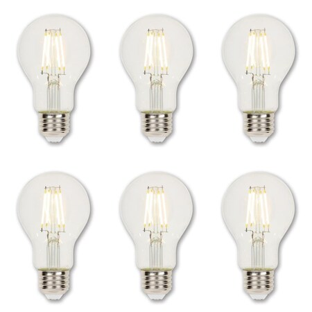 Westinghouse Bulb LED Dimmablemable 6.5W 120V A19 Filament 2700K Clear E26 Med Base, 6PK 5316520